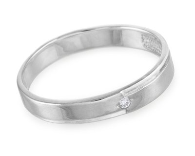 Обручальное кольцо из серебра с алмазкой и фианитом, 3 мм