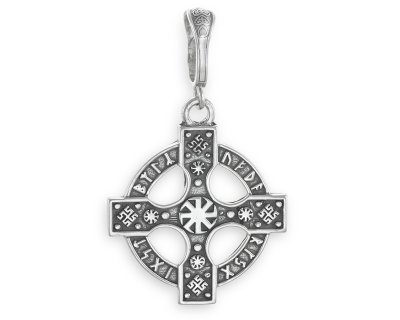 Рунический кельтский крест, серебряная подвеска