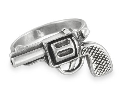 Кольцо Пистолет (револьвер) из серебра 925 пробы