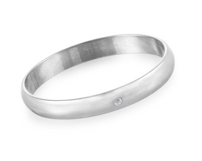 Обручальное кольцо с бриллиантом, серебро, 3 мм