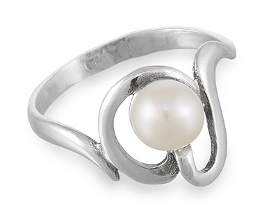 Серебряное кольцо "Блюз" с белым жемчугом