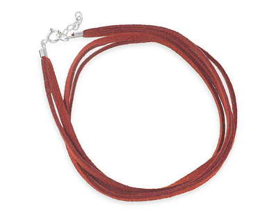 Красный замшевый шнур с серебряным замком, 3мм