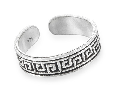 Серебряное кольцо на ногу с греческим орнаментом
