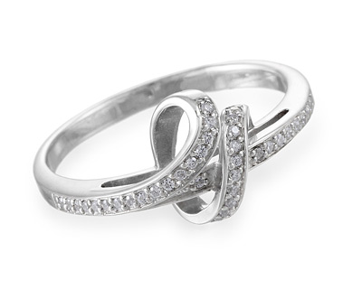 Серебряное кольцо - узелок с фианитами