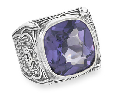 Мужское серебряное кольцо - перстень с александритом