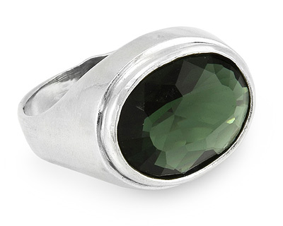 Кольцо - перстень с крупным празиолитом