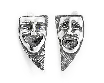 Серебряные серьги - Маски в театральном стиле