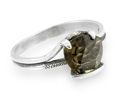 Кольцо серебро с треугольным раухтопазом