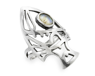 Стильное серебряное кольцо с гелиотисом "Рыба"