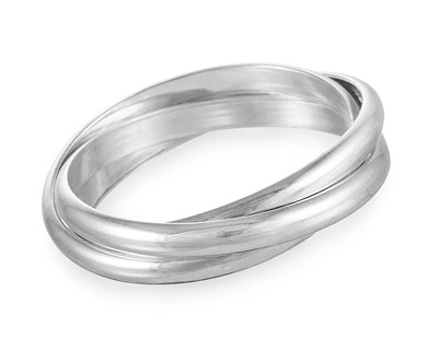 Серебряное кольцо из трех колец, три в одном