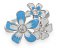Кольцо серебряное в виде трех цветков, эмаль, фианиты